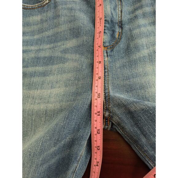 Loft The Straight Crop Jeans Women's Sz 4/27 Hi Rise Medium Wash Frayed Denim - Picture 8 of 13